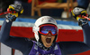 Winner Federica Brignone of Italy reacts in finish of the second run of the women giant slalom race of Audi FIS Alpine skiing World cup in Soelden, Austria. Opening women giant slalom race of Audi FIS Alpine skiing World cup was held on Rettenbach glacier above Soelden, Austrai, on Saturday, 24th of October 2015.
