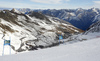 Race course before start of the first run of the men giant slalom race of Audi FIS Alpine skiing World cup in Soelden, Austria. Opening men giant slalom race of Audi FIS Alpine skiing World cup was held on Rettenbach glacier above Soelden, Austria, on Sunday, 25th of October 2015.
