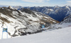 Race course before start of the first run of the men giant slalom race of Audi FIS Alpine skiing World cup in Soelden, Austria. Opening men giant slalom race of Audi FIS Alpine skiing World cup was held on Rettenbach glacier above Soelden, Austria, on Sunday, 25th of October 2015.
