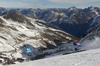 Tim Jitloff of USA skiing in first run of the men giant slalom race of Audi FIS Alpine skiing World cup in Soelden, Austria. Opening men giant slalom race of Audi FIS Alpine skiing World cup was held on Rettenbach glacier above Soelden, Austria, on Sunday, 25th of October 2015.
