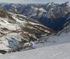 Mathieu Faivre of France skiing in first run of the men giant slalom race of Audi FIS Alpine skiing World cup in Soelden, Austria. Opening men giant slalom race of Audi FIS Alpine skiing World cup was held on Rettenbach glacier above Soelden, Austria, on Sunday, 25th of October 2015.
