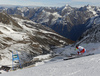 Manuel Pleisch of Switzerland skiing in first run of the men giant slalom race of Audi FIS Alpine skiing World cup in Soelden, Austria. Opening men giant slalom race of Audi FIS Alpine skiing World cup was held on Rettenbach glacier above Soelden, Austria, on Sunday, 25th of October 2015.
