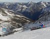 Justin Murisier of Switzerland skiing in first run of the men giant slalom race of Audi FIS Alpine skiing World cup in Soelden, Austria. Opening men giant slalom race of Audi FIS Alpine skiing World cup was held on Rettenbach glacier above Soelden, Austria, on Sunday, 25th of October 2015.
