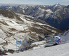 Elia Zurbriggen of Switzerland skiing in first run of the men giant slalom race of Audi FIS Alpine skiing World cup in Soelden, Austria. Opening men giant slalom race of Audi FIS Alpine skiing World cup was held on Rettenbach glacier above Soelden, Austria, on Sunday, 25th of October 2015.
