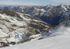 Tommy Ford of USA skiing in first run of the men giant slalom race of Audi FIS Alpine skiing World cup in Soelden, Austria. Opening men giant slalom race of Audi FIS Alpine skiing World cup was held on Rettenbach glacier above Soelden, Austria, on Sunday, 25th of October 2015.
