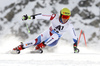 Amaury Genoud of Switzerland skiing in first run of the men giant slalom race of Audi FIS Alpine skiing World cup in Soelden, Austria. Opening men giant slalom race of Audi FIS Alpine skiing World cup was held on Rettenbach glacier above Soelden, Austria, on Sunday, 25th of October 2015.
