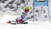 Amaury Genoud of Switzerland skiing in first run of the men giant slalom race of Audi FIS Alpine skiing World cup in Soelden, Austria. Opening men giant slalom race of Audi FIS Alpine skiing World cup was held on Rettenbach glacier above Soelden, Austria, on Sunday, 25th of October 2015.
