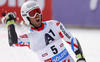 Second placed Thomas Fanara of France reacts in finish of the second run of the men giant slalom race of Audi FIS Alpine skiing World cup in Soelden, Austria. Opening men giant slalom race of Audi FIS Alpine skiing World cup was held on Rettenbach glacier above Soelden, Austria, on Sunday, 25th of October 2015.
