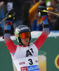 Winner Ted Ligety of USA reacts in finish of the second run of the men giant slalom race of Audi FIS Alpine skiing World cup in Soelden, Austria. Opening men giant slalom race of Audi FIS Alpine skiing World cup was held on Rettenbach glacier above Soelden, Austria, on Sunday, 25th of October 2015.
