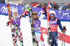 Winner Lara Gut of Switzerland (M), second placed Eva-Maria Brem of Austria (L) and third placed Federica Brignone of Italy (R) during the second run of ladies Giant Slalom of Aspen FIS Ski Alpine World Cup at the Mountain Course in Aspen, United States on 2015/11/27.
