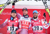 Kjetil Jansrud of Norway, Aksel Lund Svindal of Norway, Guillermo Fayed of france during the winner presentation of mens downhill of the Beaver Creek FIS Ski Alpine World Cup at the Birds of Prey Course in Beaver Creek, United States on 2015/12/04.
