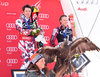 Winner Marcel Hirscher of Austria celebrates on Podium during the award winner ceremony of mens Giant Slalom of the Beaver Creek FIS Ski Alpine World Cup at the Birds of Prey Course in Beaver Creek, United States on 2015/12/05.
