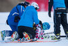 Matthias Mayer of Austria First aid and transport to his crash during the award winner ceremony of the men downhill of Groeden FIS Ski Alpine World Cup at the Saslong Course in Gardena, Italy on 2015/12/19.
