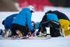 Matthias Mayer of Austria First aid and transport to his crash during the award winner ceremony of the men downhill of Groeden FIS Ski Alpine World Cup at the Saslong Course in Gardena, Italy on 2015/12/19.

