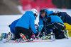 Matthias Mayer of Austria First aid and transport to his crash during the award winner ceremony of the men downhill of Groeden FIS Ski Alpine World Cup at the Saslong Course in Gardena, Italy on 2015/12/19.
