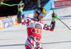 2nd placed Henrik Kristoffersen of Norway reacts in the finish Area during 2nd run of mens Giant Slalom of the Alta Badia FIS Ski Alpine World Cup at the Gran Risa Course in La Villa Stern, Italy on 2015/12/20.
