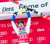 Winner Frida Hansdotter of Sweden during award ceremony after ladies Slalom of the Lienz FIS Ski Alpine World Cup at the Hochstein in Lienz, Austria on 2015/12/29.
