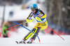 Erin Mielzynski of Canada in action during first run of the women Slalom of the Santa Caterina FIS Ski Alpine World Cup at the Deborah Compagnoni Course in Santa Caterina, Italy on 2016/01/05.
