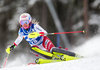 Charlotte Chable of Switzerland in action during first run of the women Slalom of the Santa Caterina FIS Ski Alpine World Cup at the Deborah Compagnoni Course in Santa Caterina, Italy on 2016/01/05.
