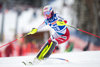 Charlotte Chable of Switzerland in action during first run of the women Slalom of the Santa Caterina FIS Ski Alpine World Cup at the Deborah Compagnoni Course in Santa Caterina, Italy on 2016/01/05.
