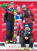 winner Nina Loeseth of Norway celebrates with her team on podium during the award winner ceremony of the women Slalom of the Santa Caterina FIS Ski Alpine World Cup at the Deborah Compagnoni Course in Santa Caterina, Italy on 2016/01/05.
