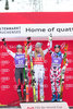Second placed Larisa Yurkiw of Canada ( L ) winner Lindsey Vonn of the USA ( C ) and third placed Cornelia Huetter of Austria ( R ) celebrates on Podium after ladies Downhill of the Zauchensee FIS Ski Alpine World Cup at the Keelberloch Rennstrecke in Altenmarkt Zauchensee, Austria on 2016/01/09.
