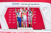 Second placed Lara Gut of Switzerland ( L ) winner Lindsey Vonn of the USA ( C ) and third placed Cornelia Huetter of Austria during Winner Award Ceremony of ladies Super G of the Zauchensee FIS Ski Alpine World Cup at the Keelberloch Rennstrecke in Altenmarkt Zauchensee, Austria on 2016/01/10.
