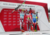 Winner Award Ceremony Marcel Hirscher, Henrik Kristoffersen, Alexander Khoroshilov during the Mens Slalom for the FIS Ski Alpine World Cup at Chuenisbergli in Adelboden, Switzerland on 2016/01/10.
