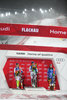 Second placed Frida Hansdotter of Sweden ( L ) winner Veronika Velez Zuzulova of Slovakia ( C ) and third placed Petra Vlhova of Slovakia ( R ) celebrates on Podium during Winner Award Ceremony of Women Slalom for the FIS Ski Alpine World Cup at the Hermann Maier Weltcupstrecke in Flachau, Austria on 2016/01/15.
