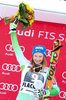 Second placed Ana Drev of Slovenia celebrates on podium after women Giant Slalom for the FIS Ski Alpine World Cup at the Hermann Maier Weltcupstrecke in Flachau, Austria on 2016/01/17.

