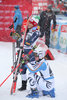 Third placed Federica Brignone of Italy ( L ) winner Viktoria Rebensburg of Germany ( R ) reacts after her 2nd run of women Giant Slalom for the FIS Ski Alpine World Cup at the Hermann Maier Weltcupstrecke in Flachau, Austria on 2016/01/17.
