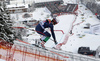 Matteo Marsaglia of Italy skiing in second training for the men downhill race of Audi FIS Alpine skiing World cup in Kitzbuehel, Austria. Second training for men downhill race of Audi FIS Alpine skiing World cup was held on Hahnenkamm course in Kitzbuehel, Austria, on Thursday, 21st of January 2016.
