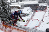 Max Ullrich of Croatia skiing in second training for the men downhill race of Audi FIS Alpine skiing World cup in Kitzbuehel, Austria. Second training for men downhill race of Audi FIS Alpine skiing World cup was held on Hahnenkamm course in Kitzbuehel, Austria, on Thursday, 21st of January 2016.
