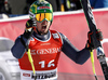 Fifth placed Dominik Paris of Italy reacts in finish of the men super-g race of Audi FIS Alpine skiing World cup in Kitzbuehel, Austria. Men super-g race of Audi FIS Alpine skiing World cup was held on Hahnenkamm course in Kitzbuehel, Austria, on Friday, 22nd of January 2016.
