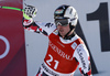 Third placed Hannes Reichelt of Austria reacts in finish of the men super-g race of Audi FIS Alpine skiing World cup in Kitzbuehel, Austria. Men super-g race of Audi FIS Alpine skiing World cup was held on Hahnenkamm course in Kitzbuehel, Austria, on Friday, 22nd of January 2016.
