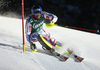 Third placed Thomas Mermillod Blondin of France skiing in slalom of men super combined race of Audi FIS Alpine skiing World cup in Kitzbuehel, Austria. Men super-g race of Audi FIS Alpine skiing World cup was held on Hahnenkamm course in Kitzbuehel, Austria, on Friday, 22nd of January 2016.
