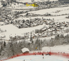 Georg Streitberger of Austria getting helicopter lift after his crash under Hausberkante in men downhill race of Audi FIS Alpine skiing World cup in Kitzbuehel, Austria. Men downhill race of Audi FIS Alpine skiing World cup was held on Hahnenkamm course in Kitzbuehel, Austria, on Saturday, 23rd of January 2016.
