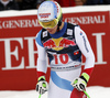 Third placed Carlo Janka of Switzerland reacts in finish of the men downhill race of Audi FIS Alpine skiing World cup in Kitzbuehel, Austria. Men downhill race of Audi FIS Alpine skiing World cup was held on Hahnenkamm course in Kitzbuehel, Austria, on Saturday, 23rd of January 2016.
