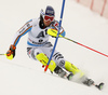 Fritz Dopfer of Germany skiing in first run of the men slalom race of Audi FIS Alpine skiing World cup in Kitzbuehel, Austria. Men downhill race of Audi FIS Alpine skiing World cup was held in Kitzbuehel, Austria, on Sunday, 24th of January 2016.
