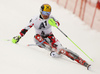 Marcel Hirscher of Austria skiing in first run of the men slalom race of Audi FIS Alpine skiing World cup in Kitzbuehel, Austria. Men downhill race of Audi FIS Alpine skiing World cup was held in Kitzbuehel, Austria, on Sunday, 24th of January 2016.
