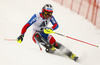 Alexander Khoroshilov of Russia skiing in first run of the men slalom race of Audi FIS Alpine skiing World cup in Kitzbuehel, Austria. Men downhill race of Audi FIS Alpine skiing World cup was held in Kitzbuehel, Austria, on Sunday, 24th of January 2016.
