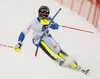 Andre Myhrer of Sweden skiing in first run of the men slalom race of Audi FIS Alpine skiing World cup in Kitzbuehel, Austria. Men downhill race of Audi FIS Alpine skiing World cup was held in Kitzbuehel, Austria, on Sunday, 24th of January 2016.
