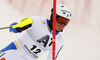 Mattias Hargin of Sweden skiing in first run of the men slalom race of Audi FIS Alpine skiing World cup in Kitzbuehel, Austria. Men downhill race of Audi FIS Alpine skiing World cup was held in Kitzbuehel, Austria, on Sunday, 24th of January 2016.
