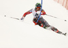 David Chodounsky of USA skiing in first run of the men slalom race of Audi FIS Alpine skiing World cup in Kitzbuehel, Austria. Men downhill race of Audi FIS Alpine skiing World cup was held in Kitzbuehel, Austria, on Sunday, 24th of January 2016.
