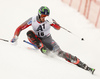 David Chodounsky of USA skiing in first run of the men slalom race of Audi FIS Alpine skiing World cup in Kitzbuehel, Austria. Men downhill race of Audi FIS Alpine skiing World cup was held in Kitzbuehel, Austria, on Sunday, 24th of January 2016.
