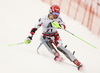 Marco Schwarz of Austria skiing in first run of the men slalom race of Audi FIS Alpine skiing World cup in Kitzbuehel, Austria. Men downhill race of Audi FIS Alpine skiing World cup was held in Kitzbuehel, Austria, on Sunday, 24th of January 2016.
