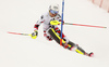 Manuel Feller of Austria skiing in first run of the men slalom race of Audi FIS Alpine skiing World cup in Kitzbuehel, Austria. Men downhill race of Audi FIS Alpine skiing World cup was held in Kitzbuehel, Austria, on Sunday, 24th of January 2016.
