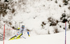 Anton Lahdenperae of Sweden skiing in first run of the men slalom race of Audi FIS Alpine skiing World cup in Kitzbuehel, Austria. Men downhill race of Audi FIS Alpine skiing World cup was held in Kitzbuehel, Austria, on Sunday, 24th of January 2016.
