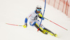 Anton Lahdenperae of Sweden skiing in first run of the men slalom race of Audi FIS Alpine skiing World cup in Kitzbuehel, Austria. Men downhill race of Audi FIS Alpine skiing World cup was held in Kitzbuehel, Austria, on Sunday, 24th of January 2016.
