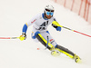 Anton Lahdenperae of Sweden skiing in first run of the men slalom race of Audi FIS Alpine skiing World cup in Kitzbuehel, Austria. Men downhill race of Audi FIS Alpine skiing World cup was held in Kitzbuehel, Austria, on Sunday, 24th of January 2016.
